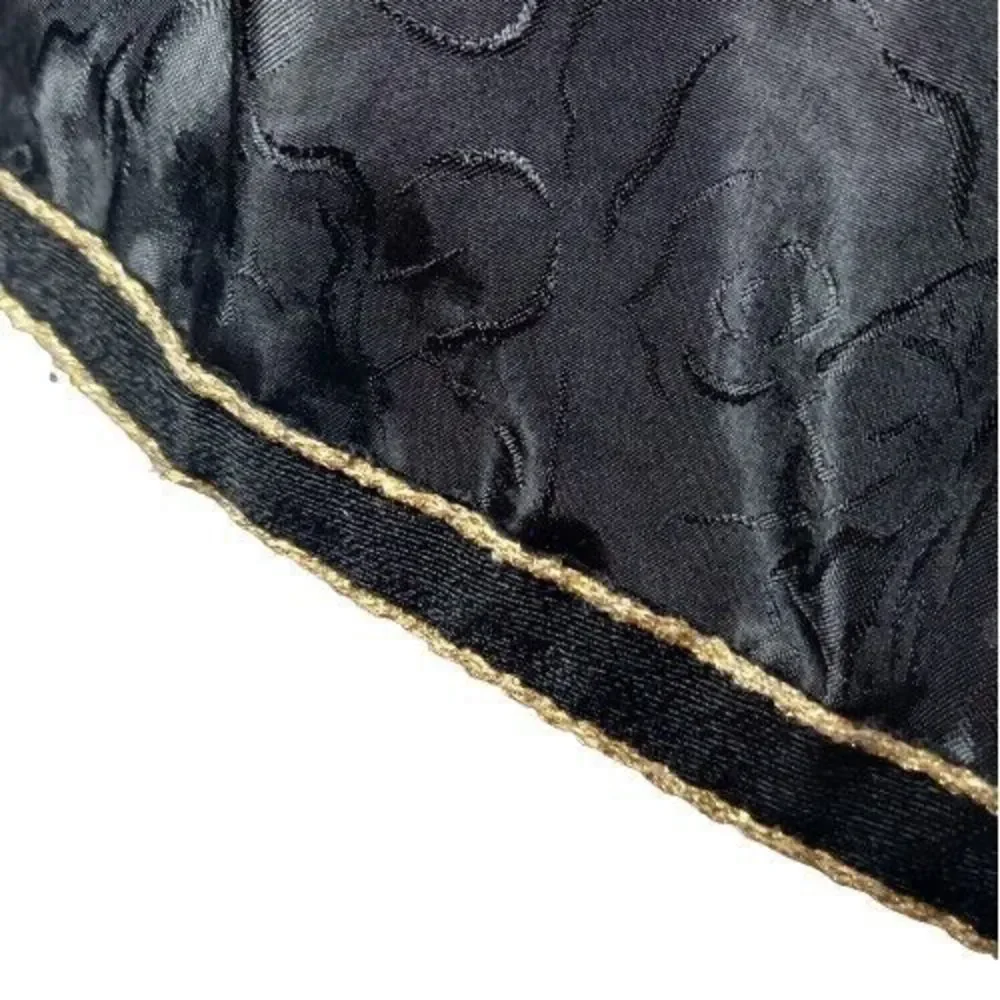 Size 4-6 Vintage Black Floral w Gold Trim A-Line Skirt - Picture 4 of 4